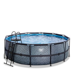 Piscina EXIT Stone ø427x122cm con pompa filtro - grigia