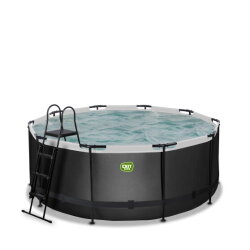 Piscina EXIT Black Leather &oslash;360x122cm con pompa filtro a sabbia - nero