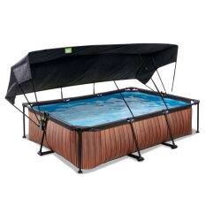 Piscina EXIT Wood 300x200x65cm con pompa filtro e pensilina - marrone