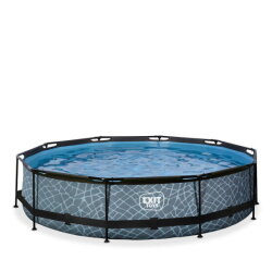 Piscina EXIT Stone ø360x76cm con pompa filtro - grigia