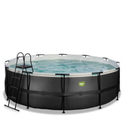 Piscina EXIT Black Leather &oslash;450x122cm con pompa filtro a sabbia - nero