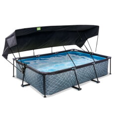 Piscina EXIT Stone 300x200x65cm con pompa filtro e pensilina - grigia