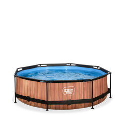 Piscina EXIT Wood ø300x76cm con pompa filtro - marrone