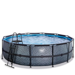 Piscina EXIT Stone ø488x122cm con pompa filtro - grigia