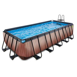 Piscina EXIT Wood 540x250x122cm con pompa filtro a sabbia - marrone