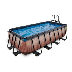 Piscina EXIT Wood 400x200x100cm con pompa filtro a sabbia - marrone