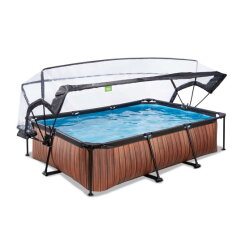 Piscina EXIT Wood 300x200x65cm con pompa filtro e copertura - marrone