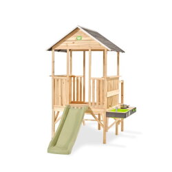 Casetta da gioco in legno per bambini EXIT Panorama 350 con scivolo e cucina giocattolo
