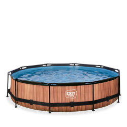Piscina EXIT Wood &oslash;360x76cm con pompa filtro - marrone